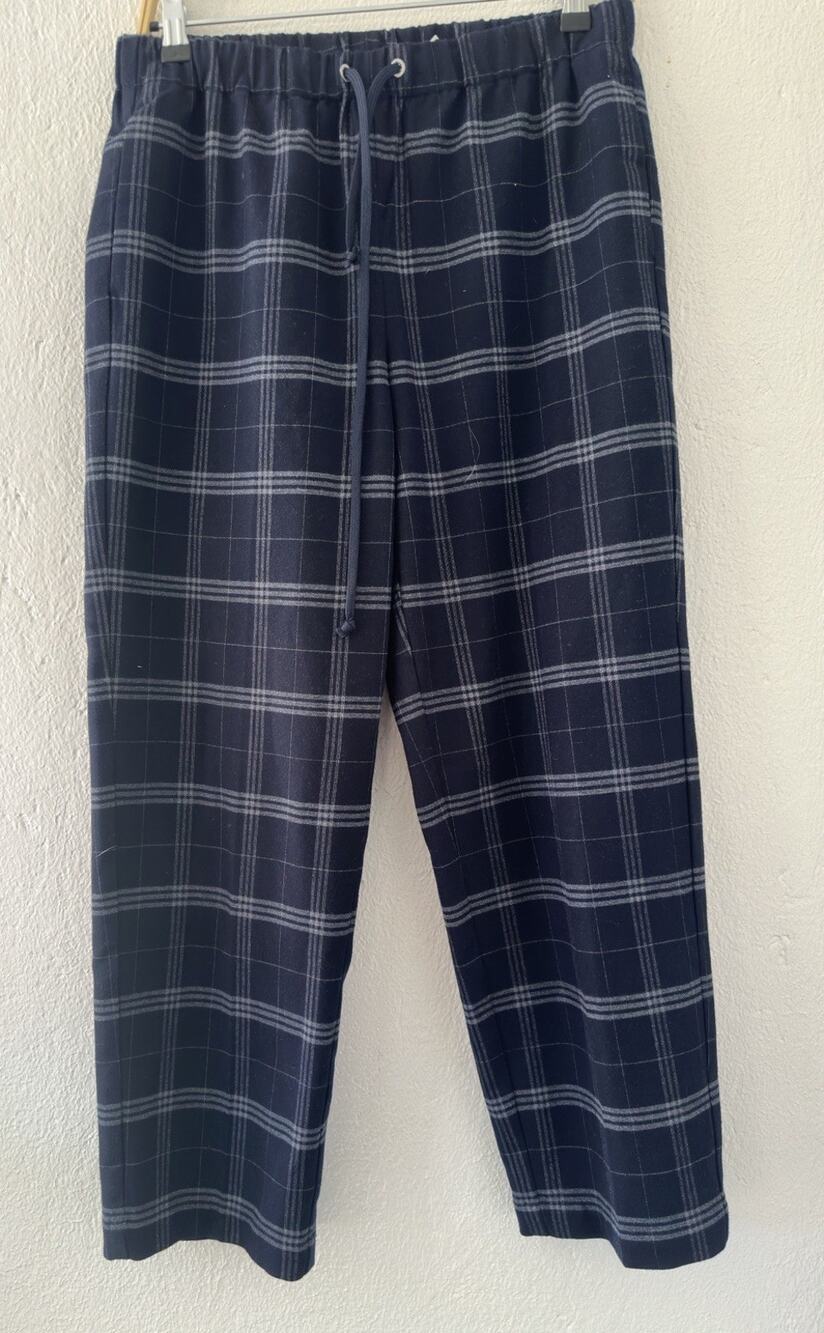 The Group Babaton Jimmy Pants Womens Med Blue Plaid Drawstring Crop Aritzia